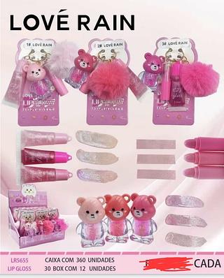 LIP GLOSS COM CHAVEIRO LOVE RAIN C/12PCS
