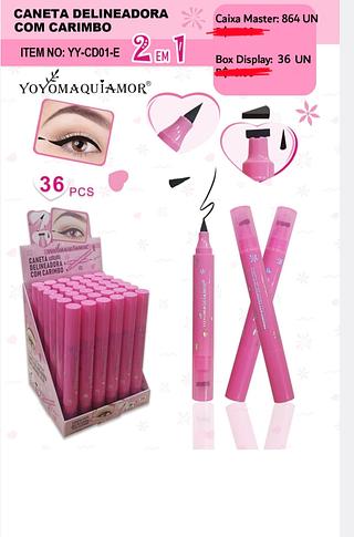 CANETA DELINEADOR COM CARIMBO YOYO MAQUIAMOR C/36PCS
