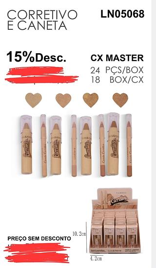 CANETA CORRETIVO E CORRETIVO LIQUIDO LUA NEVE C/24PCS