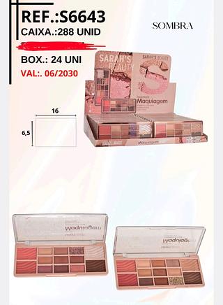 PALETA DE SOMBRAS E BLUSH SARAHS BEAUTY C/24PCS