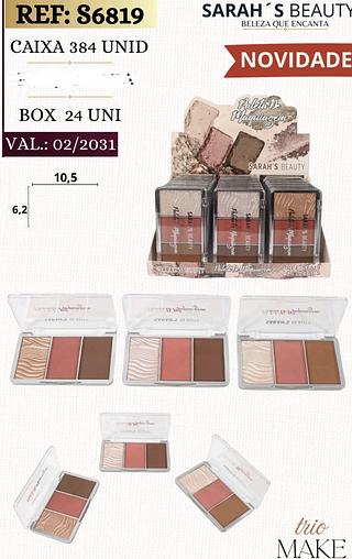 BLUSH ILUMINADOR CONTORNO 3 EM 1 SARAHS BEAUTY C/24PCS