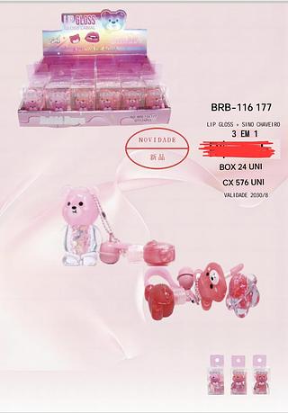 LIP GLOSS +SINO CHAVEIRO 3 EM 1 BOBBI RARA C/24PCS