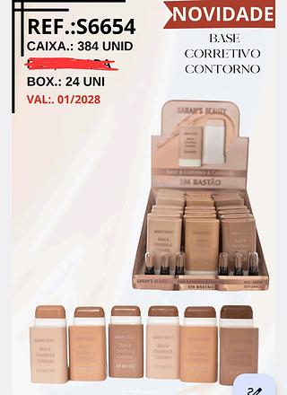 BASE CORRETIVO CONTORNO 3 EM 1 SARAHS BEAUTY C/24PCS