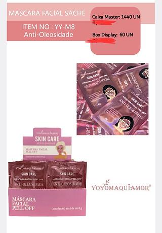 MASCARA FACIAL SACHE ANTI-OLEOSIDADE YOYO MAQUIAMOR C/60PCS
