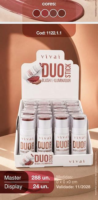 DUO STICK BLUSH E ILUMINADOR VIVAI C/24CPS
