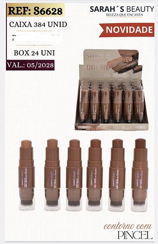 CONTORNO EM BASTAO COM PINCEL SARAHS BEAUTY C/24PCS