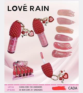 LIP GLOSS COM CHAVEIRO LOVE RAIN C/24PCS