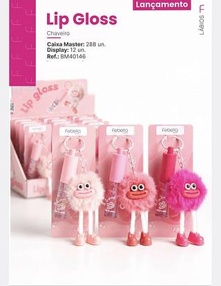 LIP GLOSS COM CHAVEIRO FEBELLA C/12PCS