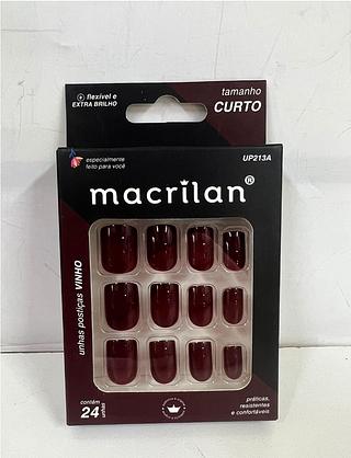 UNHA POSTICAS VINHO CURTO MACRILAN C/12PCS