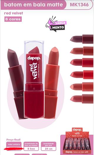 BATOM EM BALA RED VELVET DAPOP C/24PCS