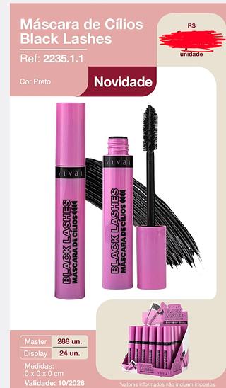 MASCARA DE CILIOS BLACK LASHES VIVAI C/24PCS