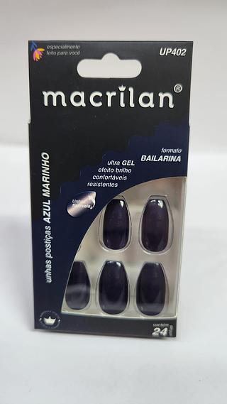unhas posticas bailarina AZUL MARINHO MACRILAN C/12PCS