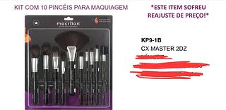 KIT COM 10PINCEL PARA MAQUIAGEM MACRIALN