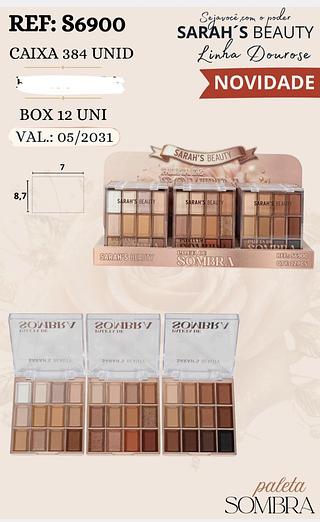 PALETA DE SOMBRA SARAHS BEAUTY C/12PCS