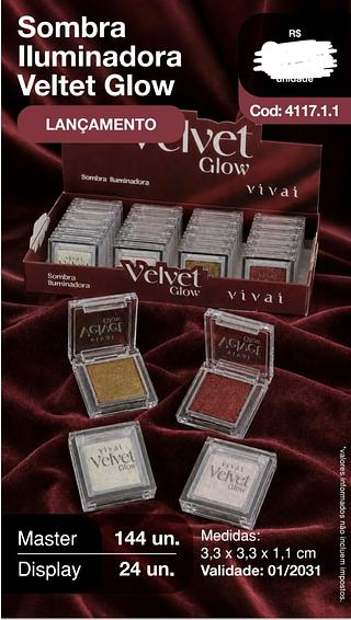 SOMBRA ILUMINADOR VELVET GLOW VIVAI C/24PCS