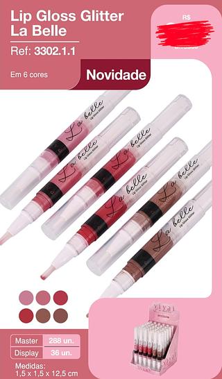 LIP GLOSS GLITTER LA BELLE VIVAI C/36PCS