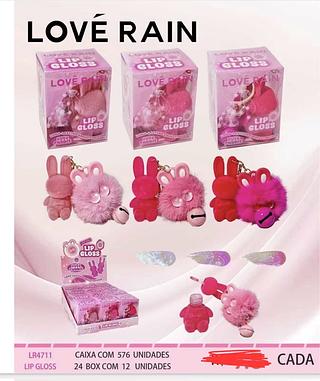 LIP GLOSSCO CHAVEIRO LOVE RAIN C/12PCS