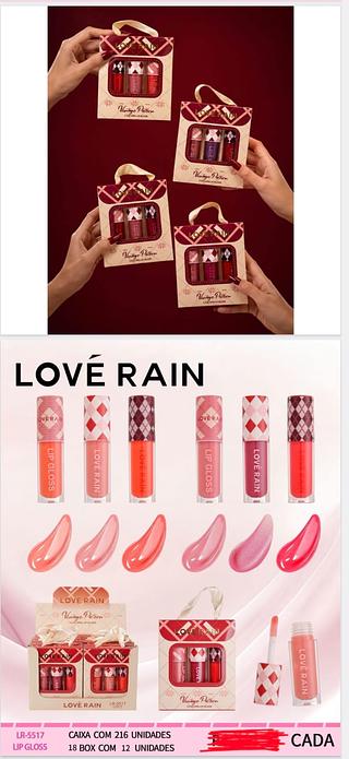 KIT LIP GLOSS LOVE RAIN C/12PCS