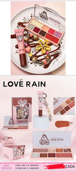 PALETA DE SOMBRA 8 CORES E GLOSS LOVE RAIN C/12PCS