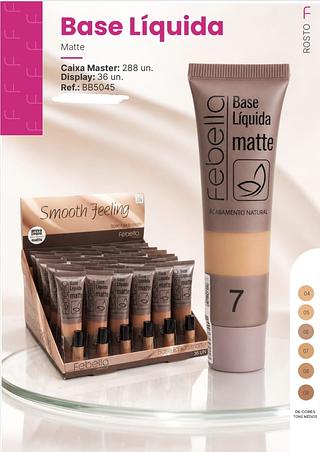 BASE LIQUIDO MATTE FEBELLA TONS ESCURO C/36PCS