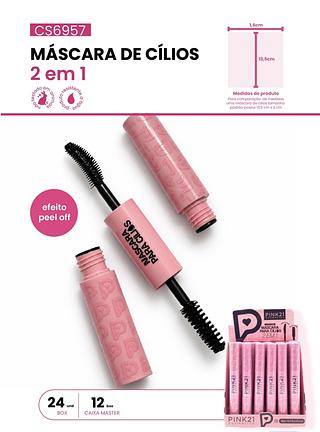 MASCARA DE CILIOS 2 EM 1 PINK 21 C/24PCS