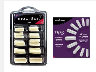 UNHAS POSTICAS QUADRADAS NATURAL C/100PCS MACRILAN