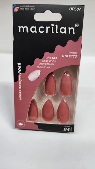 unhas posticas STILETTO ROSE MACRILAN C/12PCS