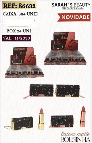 BATOM MATTE EM BALA SARAHS BEAUTY C/24PCS