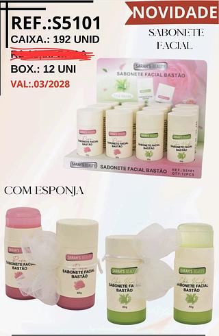 SABONETE FACIAL EM BASTAO SARAHS BEAUTY C/12PCS