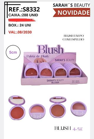 BLUSH EM PO COM ESPELHO SARAHS BEAUTY C/24PCS