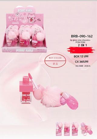 LIP GLOSS SINO CHAVEIRO +POM POM BOBBI RARA C/12PCS