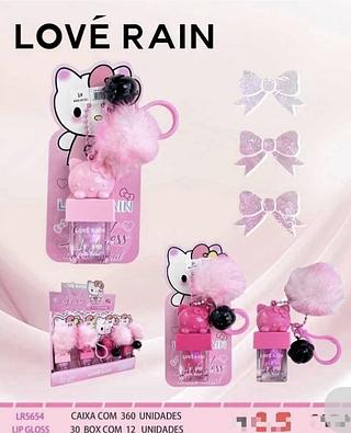 LIP GLOSS COM CHAVEIRO HELLO KITTY C/12PCS