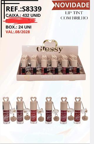 LIP TINT COM BRILHO SARAHS BEAUTY C/24PCS