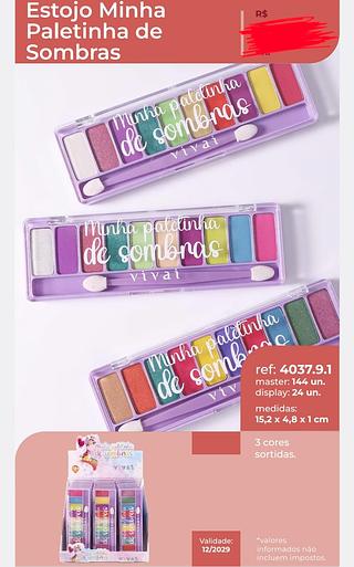PALETA DE SOMBRAS MATTE METALICA 10 CORES VIVAI C/24PCS