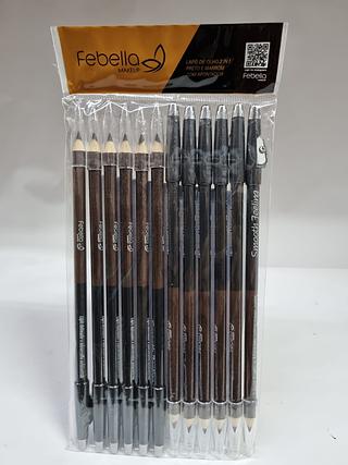 LAPIS DE OLHO DUO PRETO E MARROM FEBELLA C/12PCS