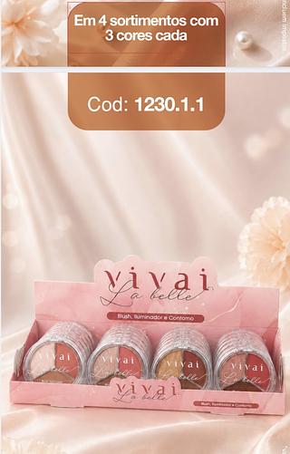 TRIO BLUSH ILUMINADOR E CONTORNO LA BELLE VIVAI C/24PCS