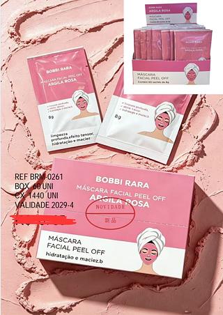 MASCARA FACIAL PEELA OFF ARGILA ROSA BOBBI RARA C/60PCS