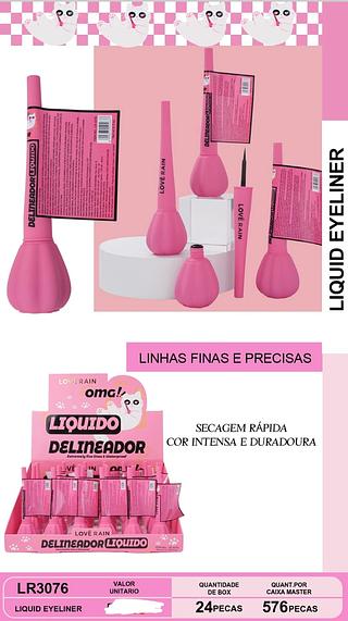 DELINEADOR LIQUIDO CATINLHO LOVE RAIN C/24PCS