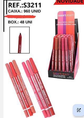 LAPIS LABIAL MULTI COLORIDO SARA C/48PCS