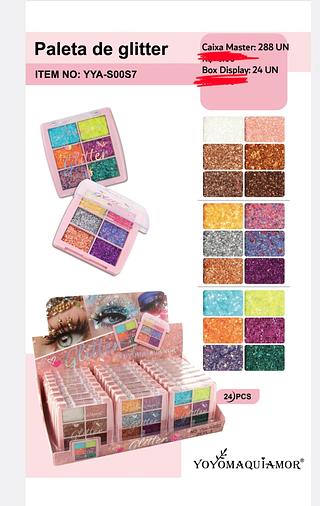 PALETA DE GLITTER YOYO MAQUIAMOR C/24PCS