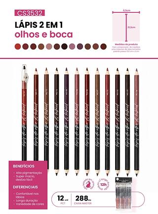 LAPIS 2 EM 1 OLHO E BOCA PINK 21 C/12PCS