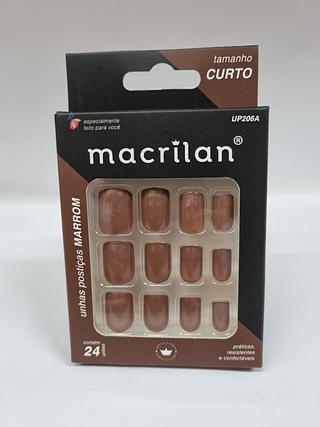 unhas posticas marrom curto c/12pcs