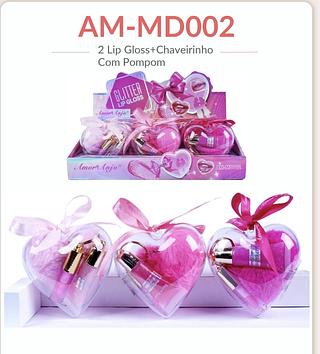 LIP GLOSS +CHAVEIRO COM POMPOM AMOR ANJO C/9PCS