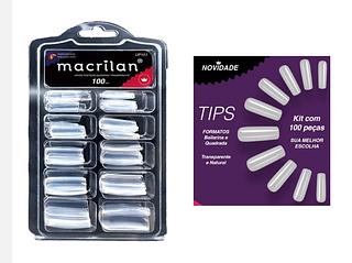 UNHAS POSTICAS QUADRADAS TRANSPARENTES C/100PCS MACRILAN