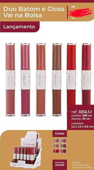 DUO BATOM E GLOSS VAI NA BOLSA C/36PCS