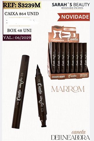 CANETA DELINEADOR E CARIMBO MARROM SARAHS BEAUTY C/48PCS