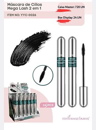 MASCARA DE CILIOS MEGA LASH 2 EM 1 YOYO MAQUIAMOR C/24PCS