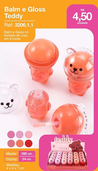 DUO BALM E LIP GLOSS TEDDY VIVAI C/24PCS