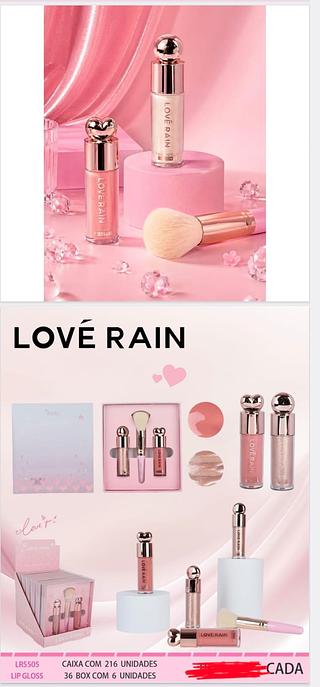 KIT LIP GLOSS COM PINCEL LOVE RAIN C/6PCS