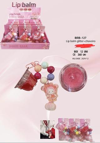 LIP BALM GLITTER +CHA VEIRO BOBBI RARA C/12PCS